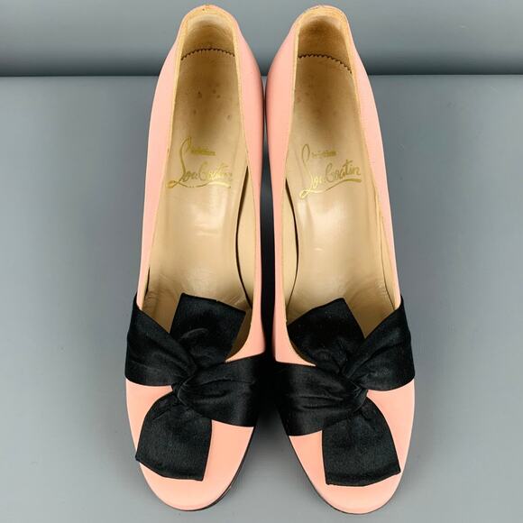 CHRISTIAN LOUBOUTIN Size 7.5 Pink Black Bow Pumps - Picture 4 of 11